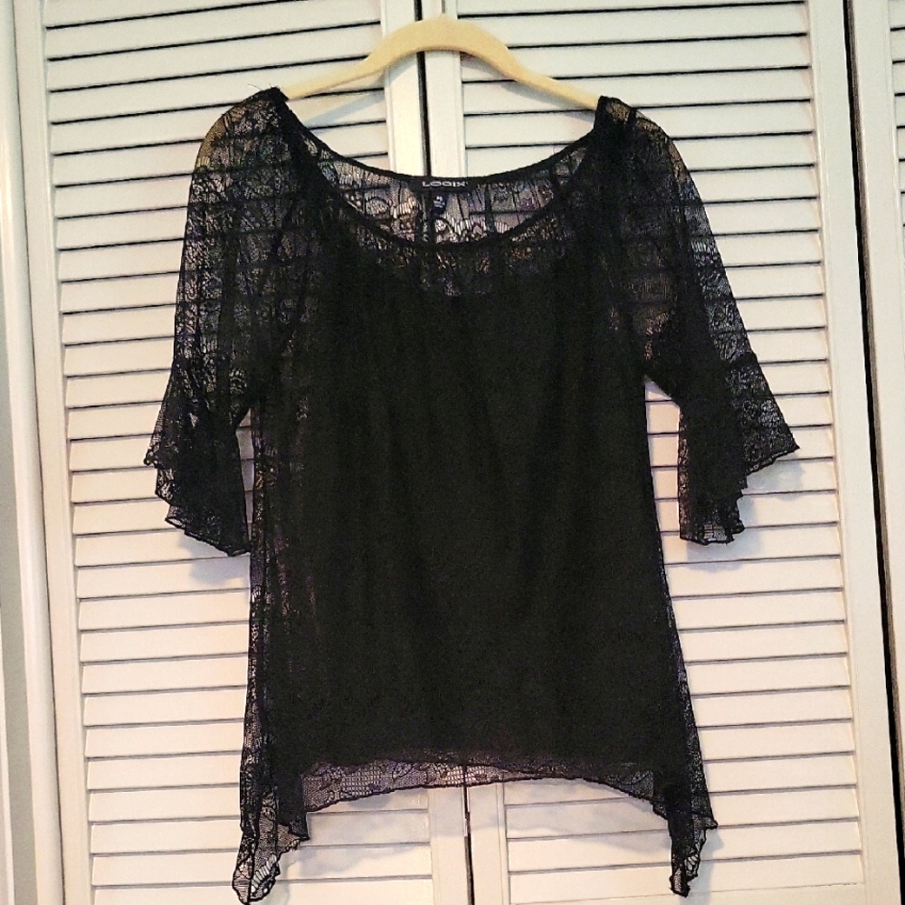 Logix Elegant Black Lace Top PS